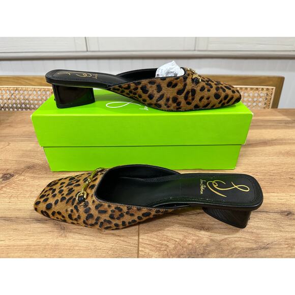Sam Edelman Ollie Square Toe Bit Mule Flat Granda Tan Leopard Size 9.5 NIB Sleek - Picture 7 of 13